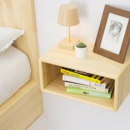 Mid Century Modern Floating Nightstand Handmade Wood Bedside Shelf - thumbnail 2
