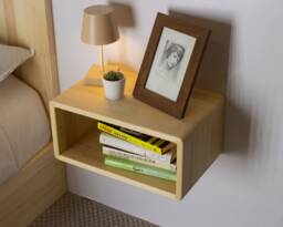 Mid Century Modern Floating Nightstand Handmade Wood Bedside Shelf - thumbnail 1