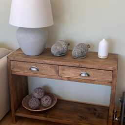 Reclaimed Wood Console Table With Drawers & Shelf Rustic Entryway Furniture - thumbnail 2