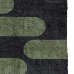 Narrow Moroccan Wool Runner - Olive Green & Black Abstract Design - Handmade Hallway Rug Modern Beni Ourain Style Berber - thumbnail 3
