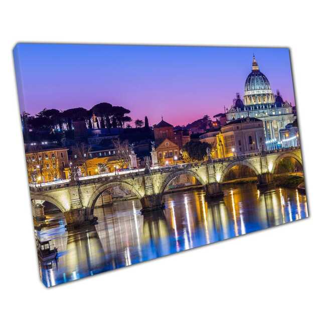 st Peters Cathedral Canvas Wall Art Vatican City Dusk Landscape For Home Decor Tiber River Scene - image 1