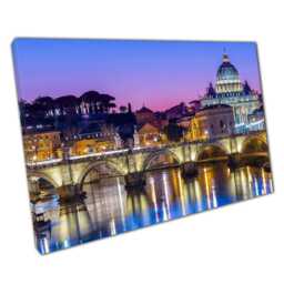 st Peters Cathedral Canvas Wall Art Vatican City Dusk Landscape For Home Decor Tiber River Scene - thumbnail 1