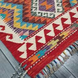 Heritage Tribal Rug, Handmade Artisan Afghan Turkish Scandinavian Navajo Bohemian Flatweave Wool Multicolour Kilim Rug 115x82 cm - thumbnail 2