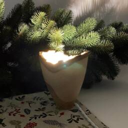 Table Lamp Mid Century, Wooden Hand Carved Desk Night Lamp, Rustic Decorative Shade - thumbnail 3