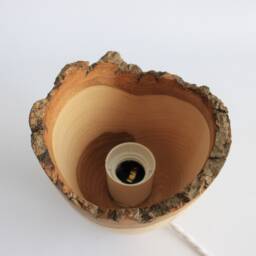 Table Lamp Mid Century, Wooden Hand Carved Desk Night Lamp, Rustic Decorative Shade - thumbnail 4