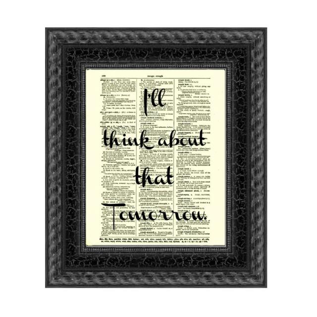 I'll Think About That Tomorrow Dictionary Print, Wall Decor, Inspirational, Art Motivational Quote, Graduation, Dorm Office - image 1