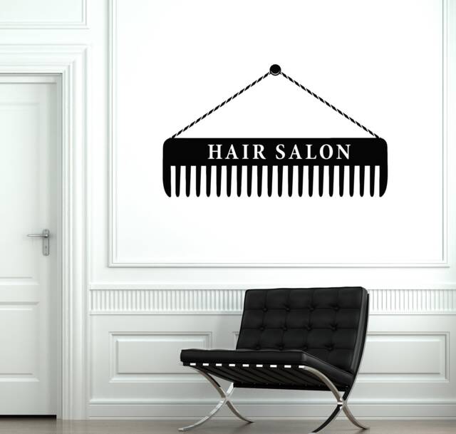 Hair Salon Vinyl Wall Decal Comb Hairdresser Stylist Hairdressing Stickers Mural - #2843Di - image 1