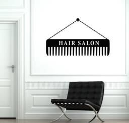 Hair Salon Vinyl Wall Decal Comb Hairdresser Stylist Hairdressing Stickers Mural - #2843Di - thumbnail 1