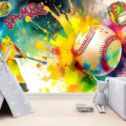 Baseball Boys Room Wallpaper, Gaming Kids Decor, Peel & Stick Wall Mural - thumbnail 2