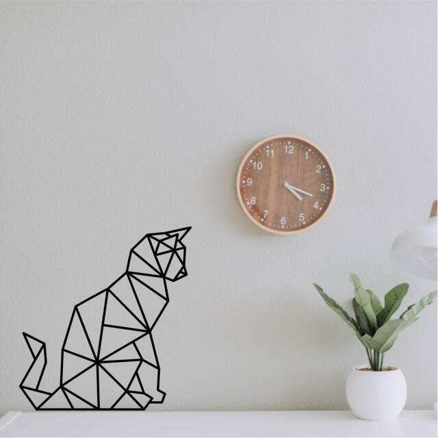 Geometric Sitting Cat Wall Art, Minimalist, Modern, Abstract, Decal, Mural, Transfer, Boho -G048 , 5 Sizes, 36 Colour Options - image 1