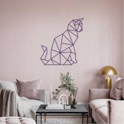 Geometric Sitting Cat Wall Art, Minimalist, Modern, Abstract, Decal, Mural, Transfer, Boho -G048 , 5 Sizes, 36 Colour Options - thumbnail 3
