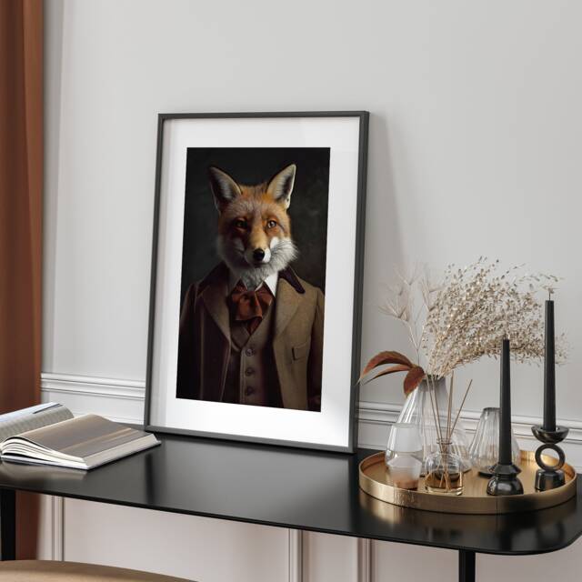 Sleek Fox in Dapper Suit Wall Art Print Modern Wildlife Home Living Room Office Decor Animal Gift Present Sophisticated Woodland Style - image 1