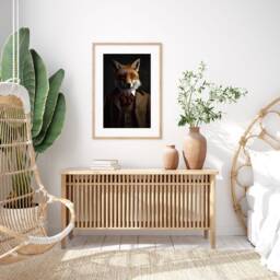 Sleek Fox in Dapper Suit Wall Art Print Modern Wildlife Home Living Room Office Decor Animal Gift Present Sophisticated Woodland Style - thumbnail 3