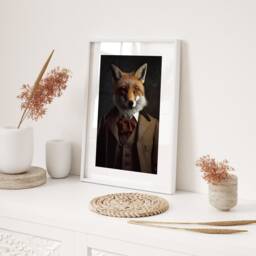 Sleek Fox in Dapper Suit Wall Art Print Modern Wildlife Home Living Room Office Decor Animal Gift Present Sophisticated Woodland Style - thumbnail 2