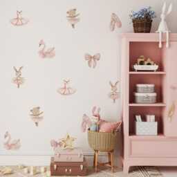Fabric Nursery Wall Stickers - Ballet Pink Dance Decals For Girls' Room Removable Kids' Bedroom Or Playroom - thumbnail 3