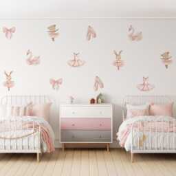 Fabric Nursery Wall Stickers - Ballet Pink Dance Decals For Girls' Room Removable Kids' Bedroom Or Playroom - thumbnail 1
