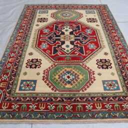 5x7 Ft Afghan Kazak Hand Knotted Area Rug, Luxury Brand New Rug, Medallion Geometric Rug For Livingroom - thumbnail 2
