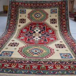 5x7 Ft Afghan Kazak Hand Knotted Area Rug, Luxury Brand New Rug, Medallion Geometric Rug For Livingroom - thumbnail 4