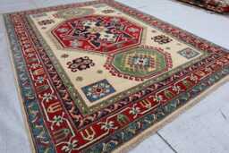 5x7 Ft Afghan Kazak Hand Knotted Area Rug, Luxury Brand New Rug, Medallion Geometric Rug For Livingroom - thumbnail 1