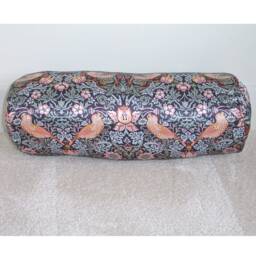 "William Morris Bolster Pillow Cover Strawberry Thief Satin Bird 16"" 18" - thumbnail 2