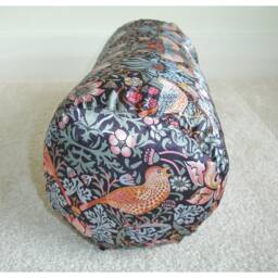 "William Morris Bolster Pillow Cover Strawberry Thief Satin Bird 16"" 18" - thumbnail 1