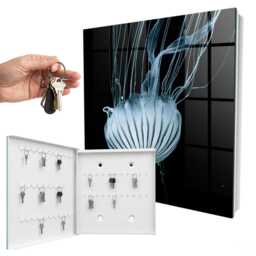 Sea Peace Wall Mounted Key Cabinet, Black Industrial Box, Photographic Nature, For Lovers Of Nature & Contemporary Art - thumbnail 2