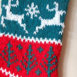Personalized Christmas Stocking Hand Knitted With Reindeer Gift Decoration - thumbnail 3