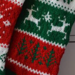 Personalized Christmas Stocking Hand Knitted With Reindeer Gift Decoration - thumbnail 4