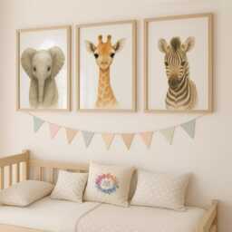 Safari Nursery Prints - 30 Design Choices, Jungle Animal Wall Art, Baby Boys Bedroom Decor, Neutral Watercolour Print, Girls Room, Playroom - thumbnail 1