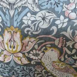 Clarke William Morris Strawberry Thief Cushion Cover Slate Grey & Blush Pink - thumbnail 3