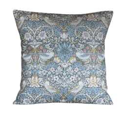 Clarke William Morris Strawberry Thief Cushion Cover Slate Grey & Blush Pink - thumbnail 1
