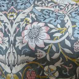 Clarke William Morris Strawberry Thief Cushion Cover Slate Grey & Blush Pink - thumbnail 2