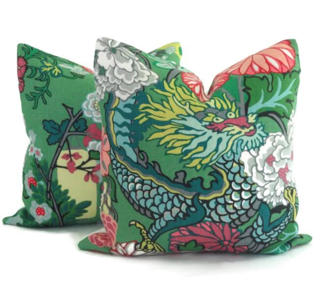 Chiang Mai Dragon Pillow Covers Schumacher Linen Accent Pillows - Set Of 2 - image 1