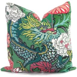Chiang Mai Dragon Pillow Covers Schumacher Linen Accent Pillows - Set Of 2 - thumbnail 2
