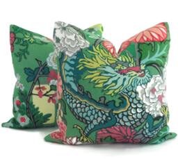 Chiang Mai Dragon Pillow Covers Schumacher Linen Accent Pillows - Set Of 2 - thumbnail 1