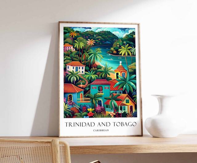Trinidad & Tobago Poster, Caribbean Art, Travel Decor, Beach Island Poster - image 1