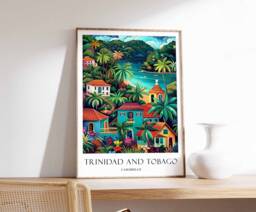 Trinidad & Tobago Poster, Caribbean Art, Travel Decor, Beach Island Poster - thumbnail 1