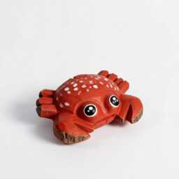 Cute Red Wooden Crab Figurine Hand Carved Coastal Decor Nautical Nursery Wood Animal Sculpture Beach Lover Gift Ocean Desk Pet - thumbnail 2