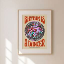 Rhythm Is A Dancer Print, Disco Ball, Retro Poster, Lyric Prints, Music Trendy Wall Art, Kitchen Unframed - thumbnail 2
