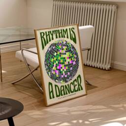 Rhythm Is A Dancer Print, Disco Ball, Retro Poster, Lyric Prints, Music Trendy Wall Art, Kitchen Unframed - thumbnail 3