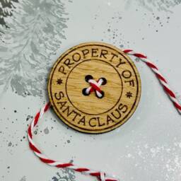 Santa's Lost Button - Oak Wood Engraved Children's Christmas Eve Treat Kid's Xmas Gift Handmade Stocking Filler Advent- Missing - thumbnail 2