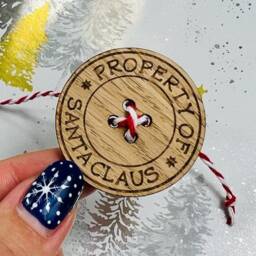 Santa's Lost Button - Oak Wood Engraved Children's Christmas Eve Treat Kid's Xmas Gift Handmade Stocking Filler Advent- Missing - thumbnail 1