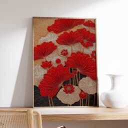 Japanese Lotus Flower Poster, Vintage Floral Art Print, Elegant Botanical Wall - thumbnail 2