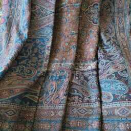 Luxury Boiled Pure Merino Wool Reversible Sofa Or Bed Throws For Ultimate Comfort & Style - Classic Indian Bold Paisley in Blue & Brown - thumbnail 2