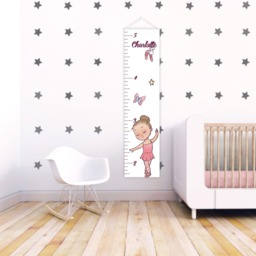 Ballerina Nursery Canvas Growth Chart Kids Ruler Height Free Shipping Baby Girl Decor Chart Canvas - thumbnail 3