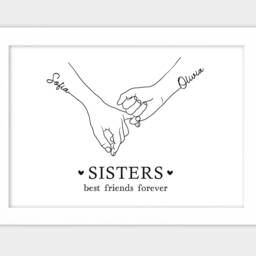 Personalised Sister Print, Line Drawing Gift. Birthday Present. Sibling Family Print. Graduation, Moving Away - thumbnail 3