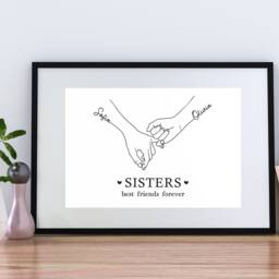 Personalised Sister Print, Line Drawing Gift. Birthday Present. Sibling Family Print. Graduation, Moving Away - thumbnail 2