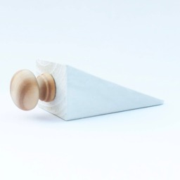 White Door Stop Doorstopper Wood Wedge Accessories - thumbnail 1