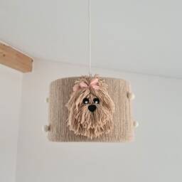 Dog Lampshade Boho Nursery Chandelier With Wool Pom Poms