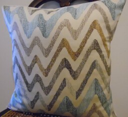 Zig Zag.light Blue.shades Of Brown.natural.green.pillow Cover.slipcovers.toss Pillows.accent Pillows.throw Pillows.cushion Covers - thumbnail 1
